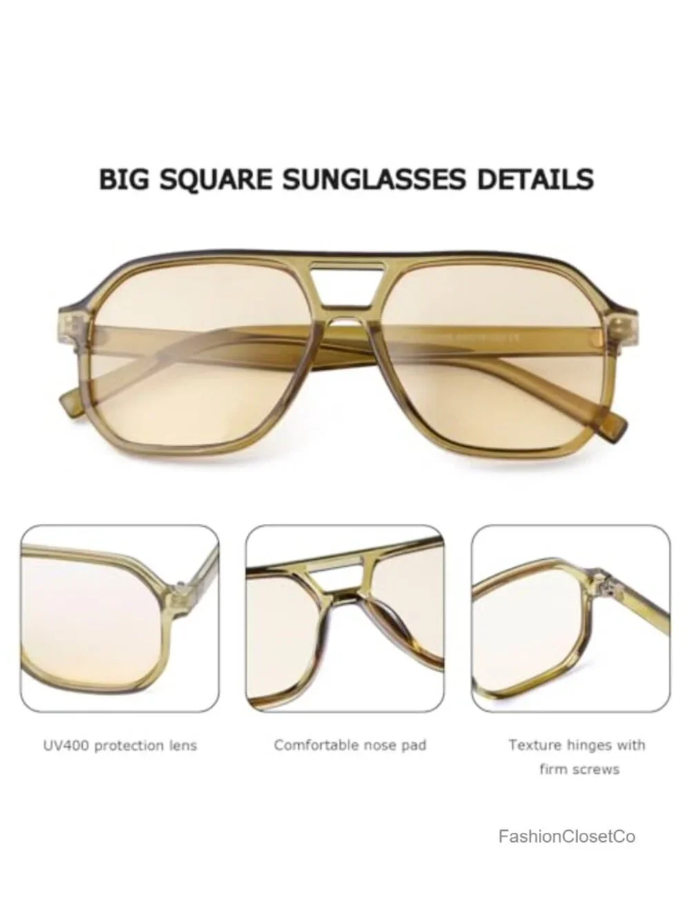 Oversized Aviator Sunglasses Women Men UV400 Retro 70s